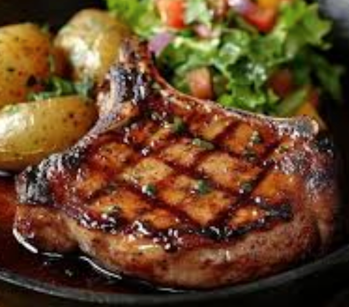 Grilled Ribeye or PorkChop w/Sweet Potatoes_0