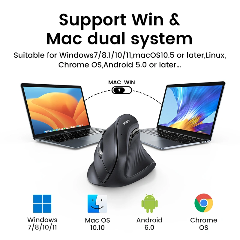 UGREEN MU008 / 4000 DPI / 3 BOTONES / WIRELESS USB / BLUETOOTH / INALAMBRICO / BLACK_2