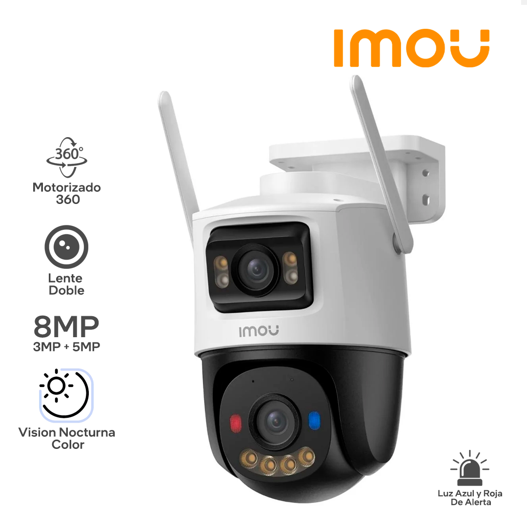IMOU CRUISER DUAL 2 / RESOLUCION 8 MP 3MP+5MP / MOTORIZADA 360 / WIFI / EXTERIOR / TECNOLOGIA AI / DETECCION DE PERSONAS Y VEHICULOS_0