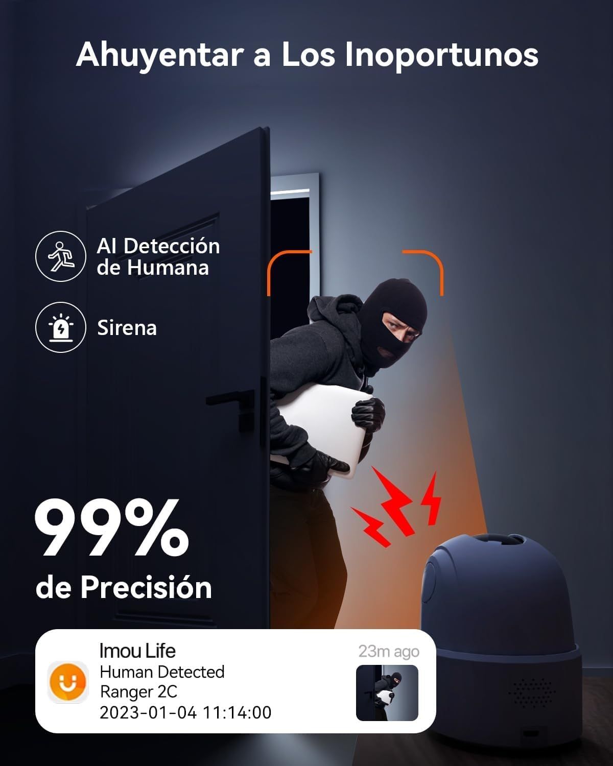 IMOU RANGER 2 PRO / RESOLUCION 2K 3MP / MOTORIZADA 360 / WIFI / INTERIOR / TECNOLOGIA AI / DETECCION DE PERSONAS Y MASOTAS / BOTON DE LLAMADA_3