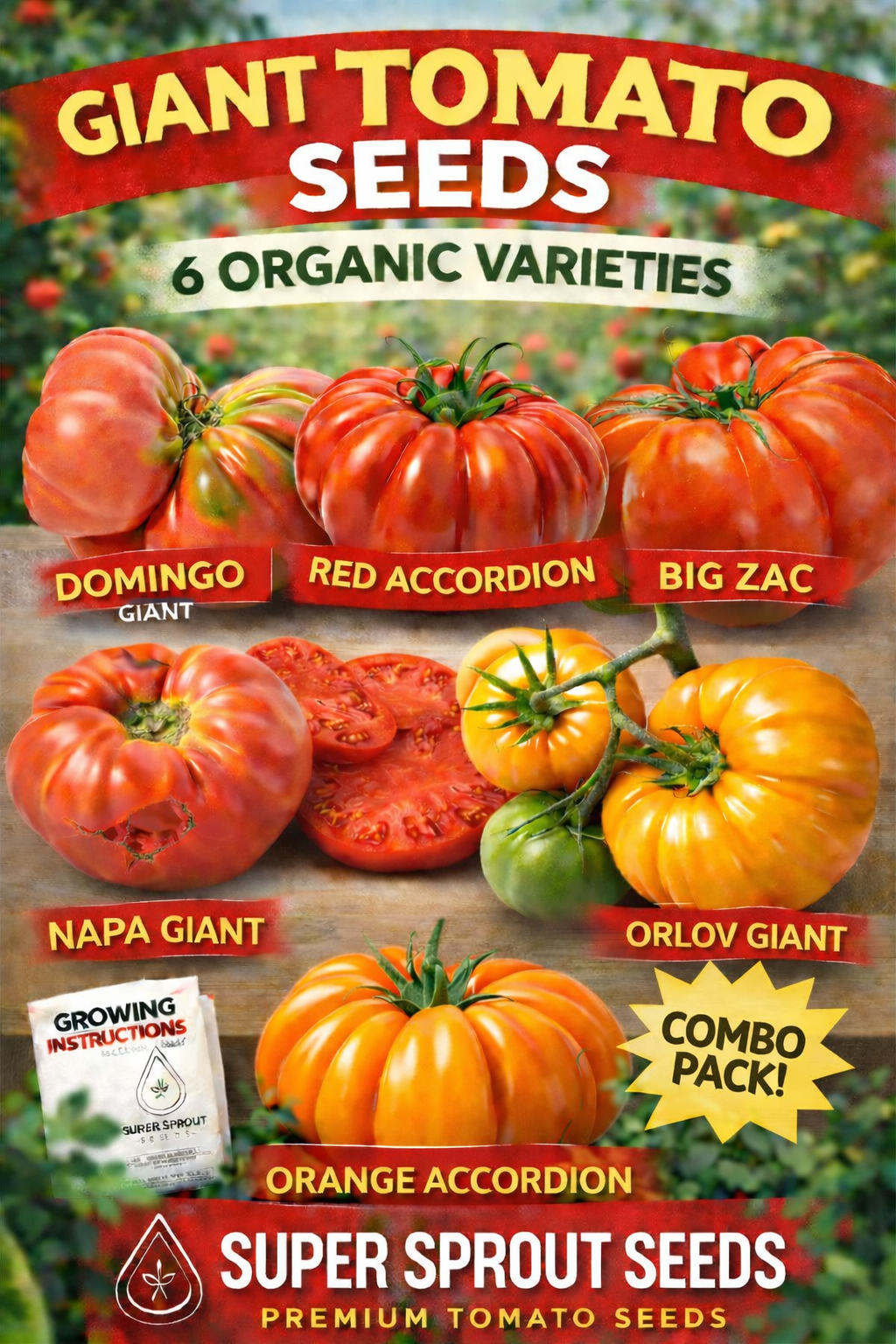 Giant tomato combo x 6 packs with 10 seeds each_0