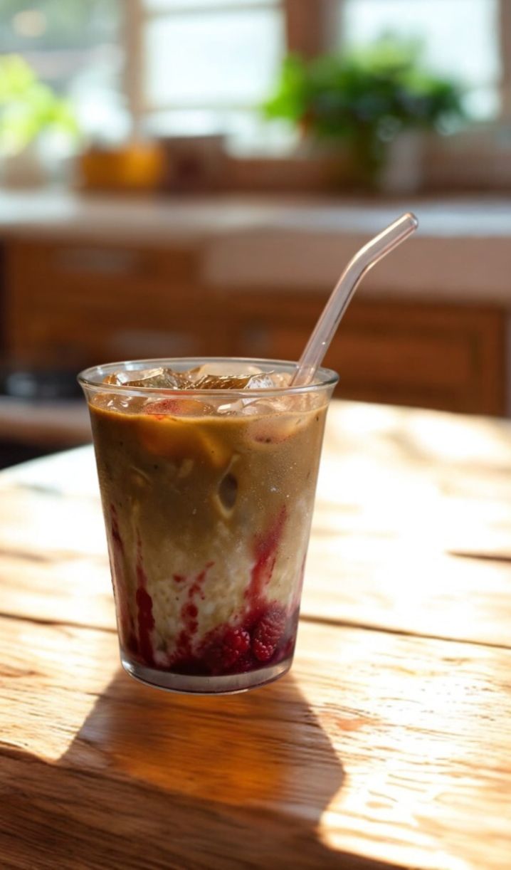 Iced🍓Raspberry Hojicha Latte 🧊_0