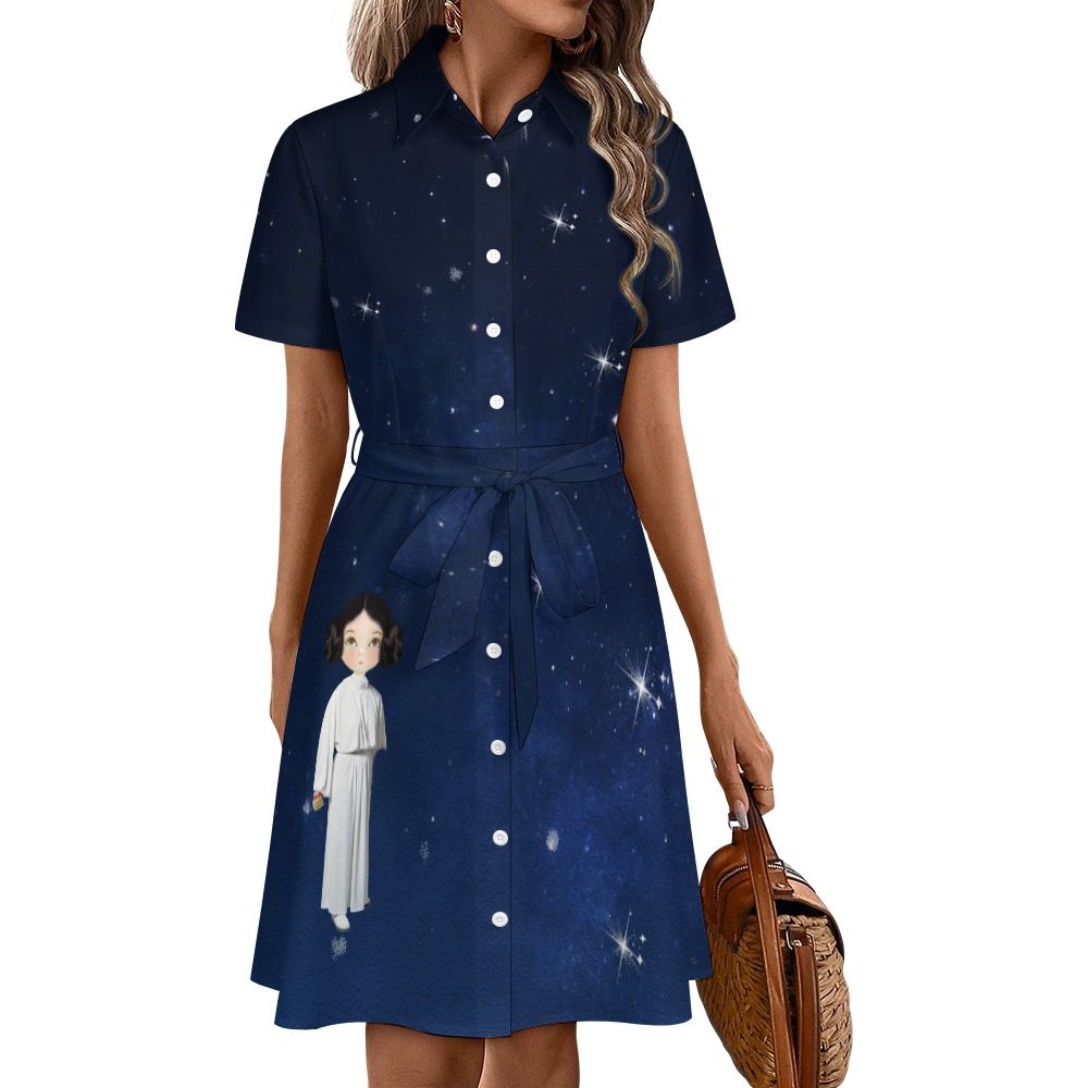 LULU AMONG THE STARS – SHORT-SLEEVED SHIRT DRESS_0