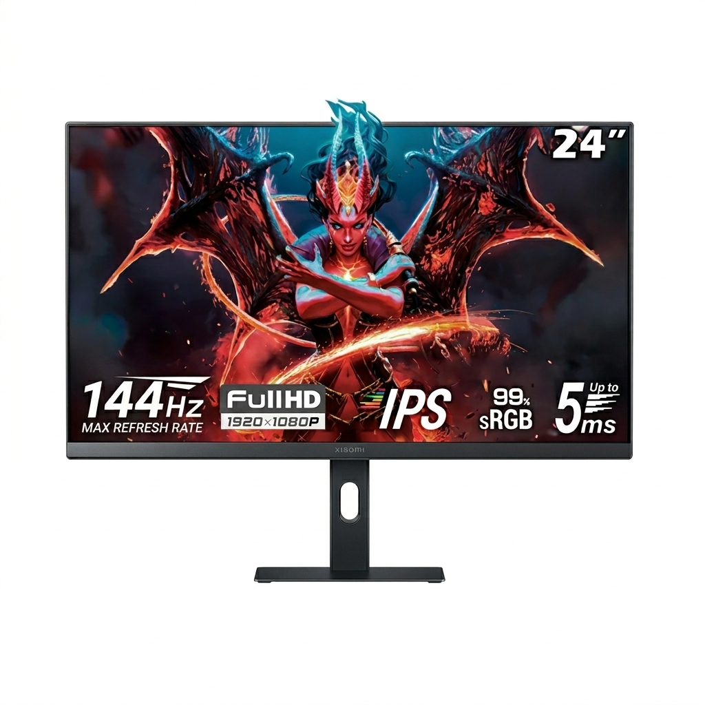 Monitor Xiaomi A24i (2026) de 24 polegadas, alta taxa de atualização de 144 Hz, tela rígida IPS, corpo ultrafino de 7,5 mm, resolução FHD de 1080p, calibração de cores de fábrica ∆Е<2 para cada tela, DP 1.4 compatível e fácil montagem_0