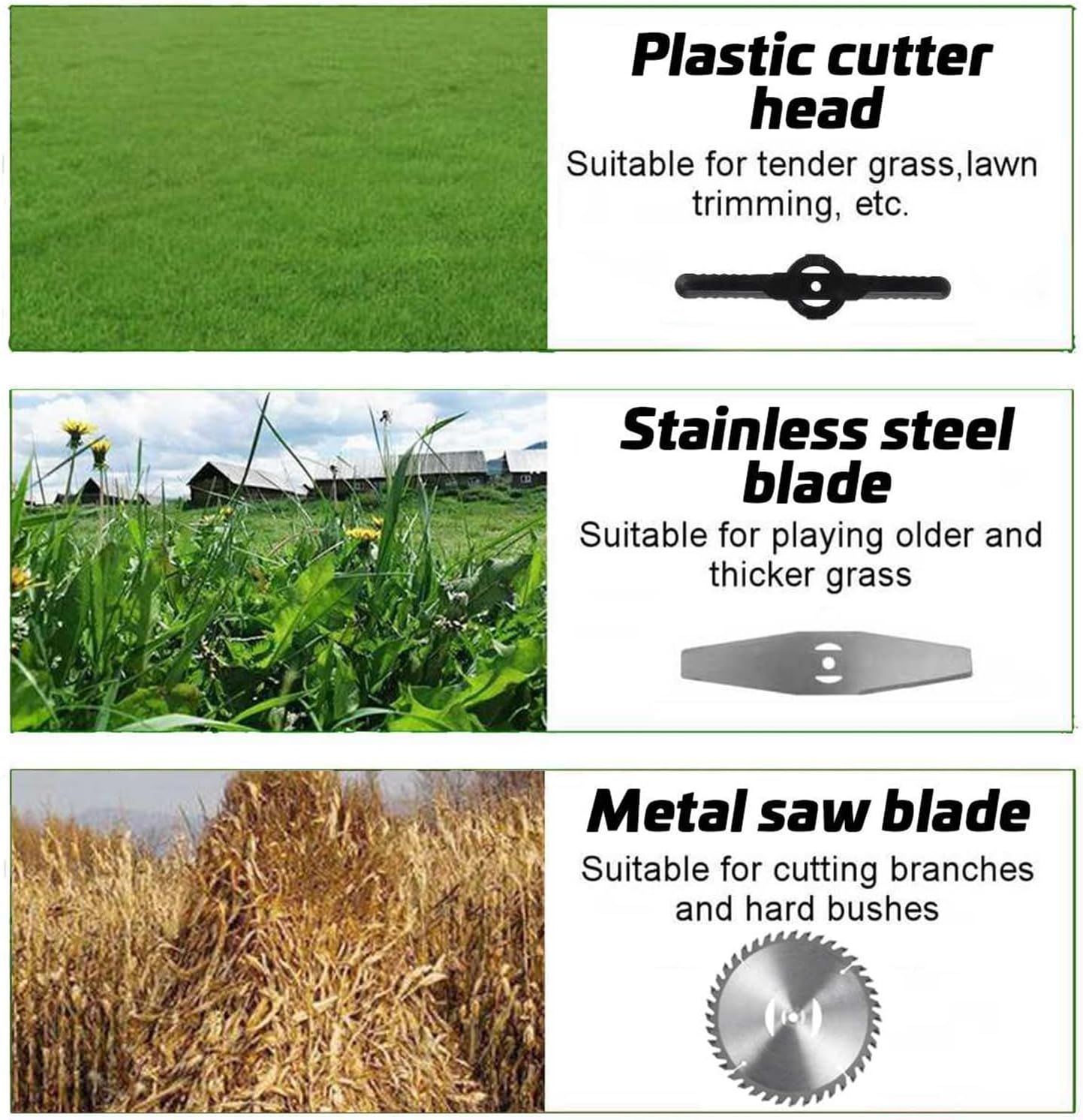 Débroussailleuse avec batterie de 2000 mAh, 650 W, débroussailleuse sans fil, coupe-bordure avec roue coulissante, coupe-bordure avec tête de tondeuse à gazon, spécialement conçue pour les surfaces._2