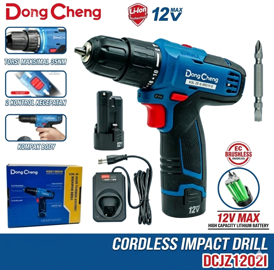 Dong Cheng DCJZ1202i E 12V Bor Cordless Impack Driil 10mm_0