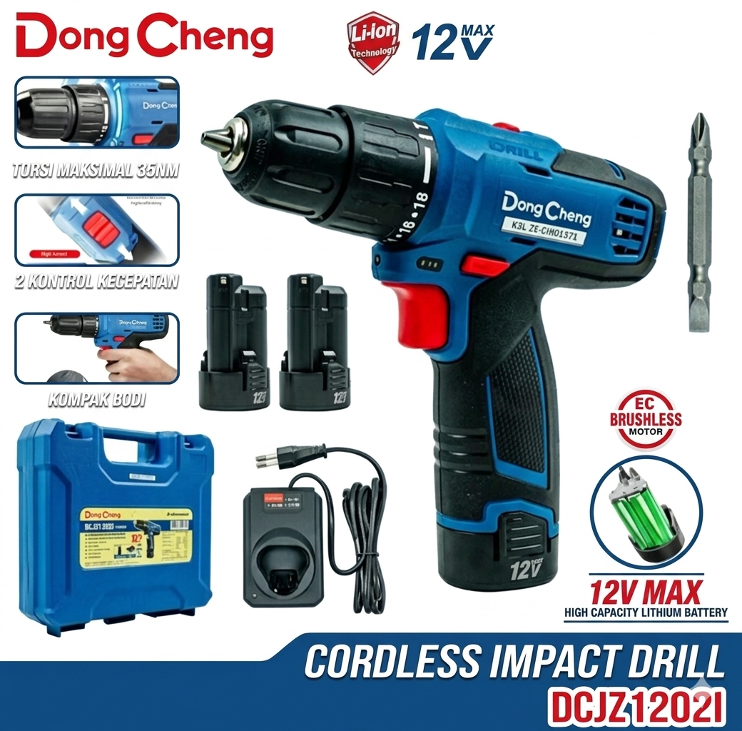 Dong Cheng DCJZ1202i E 12V Bor Cordless Impack Driil 10mm_6