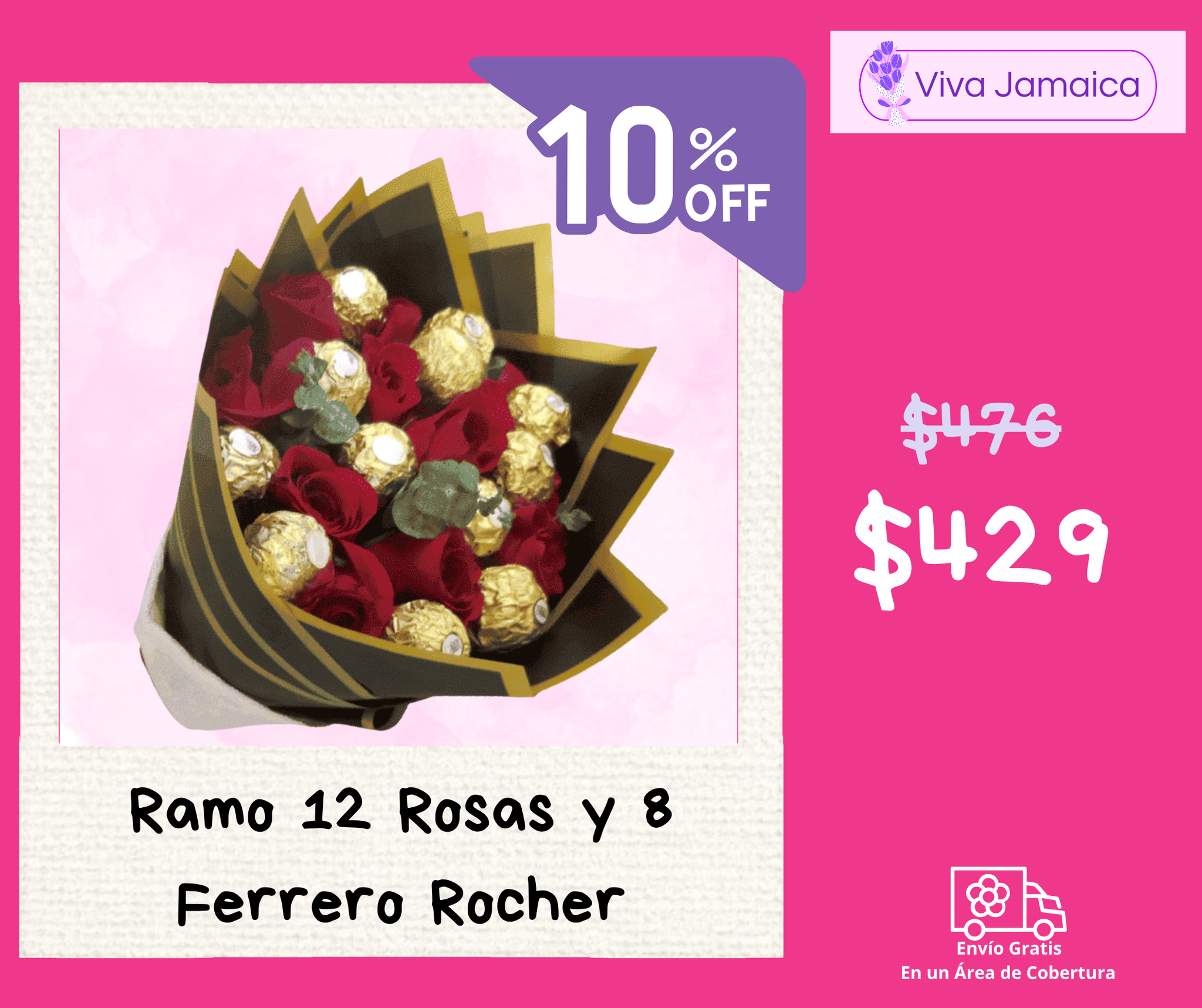 Ramo 12 Rosas y 8 Ferrero Rocher_0