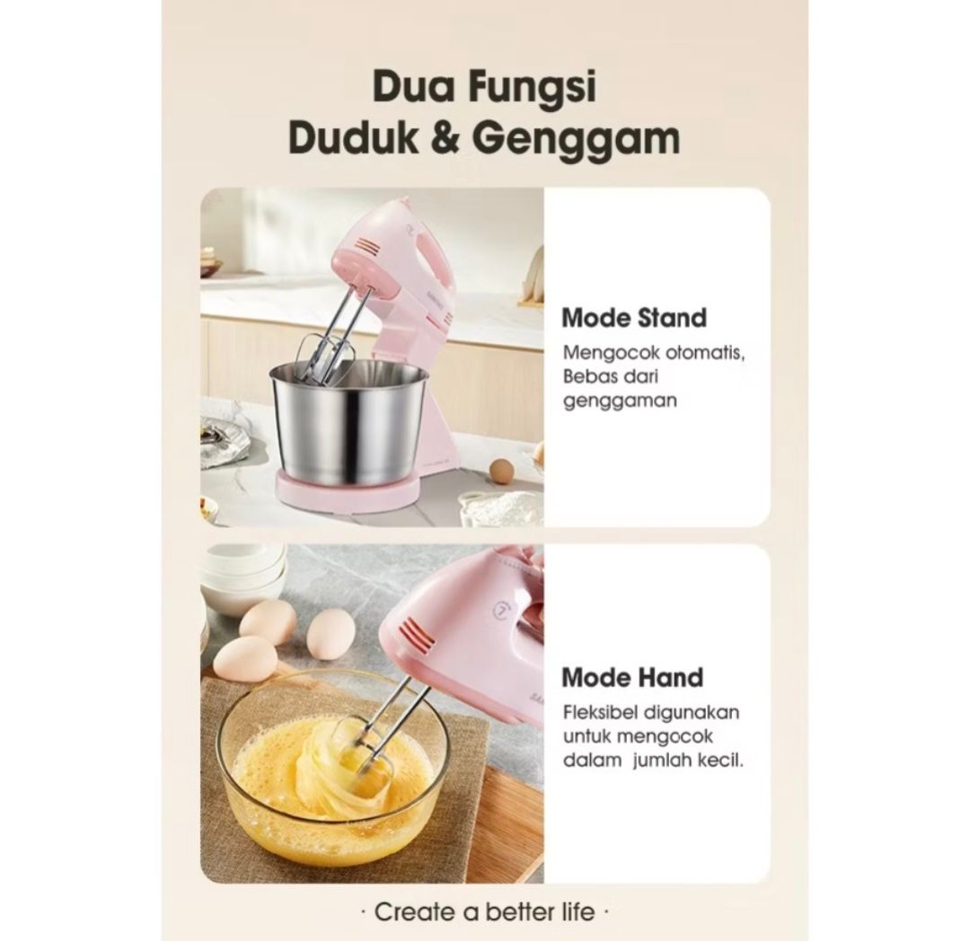 SAMONO Stan Mixer 200W 2.5L SW-HMB200 Pink_3