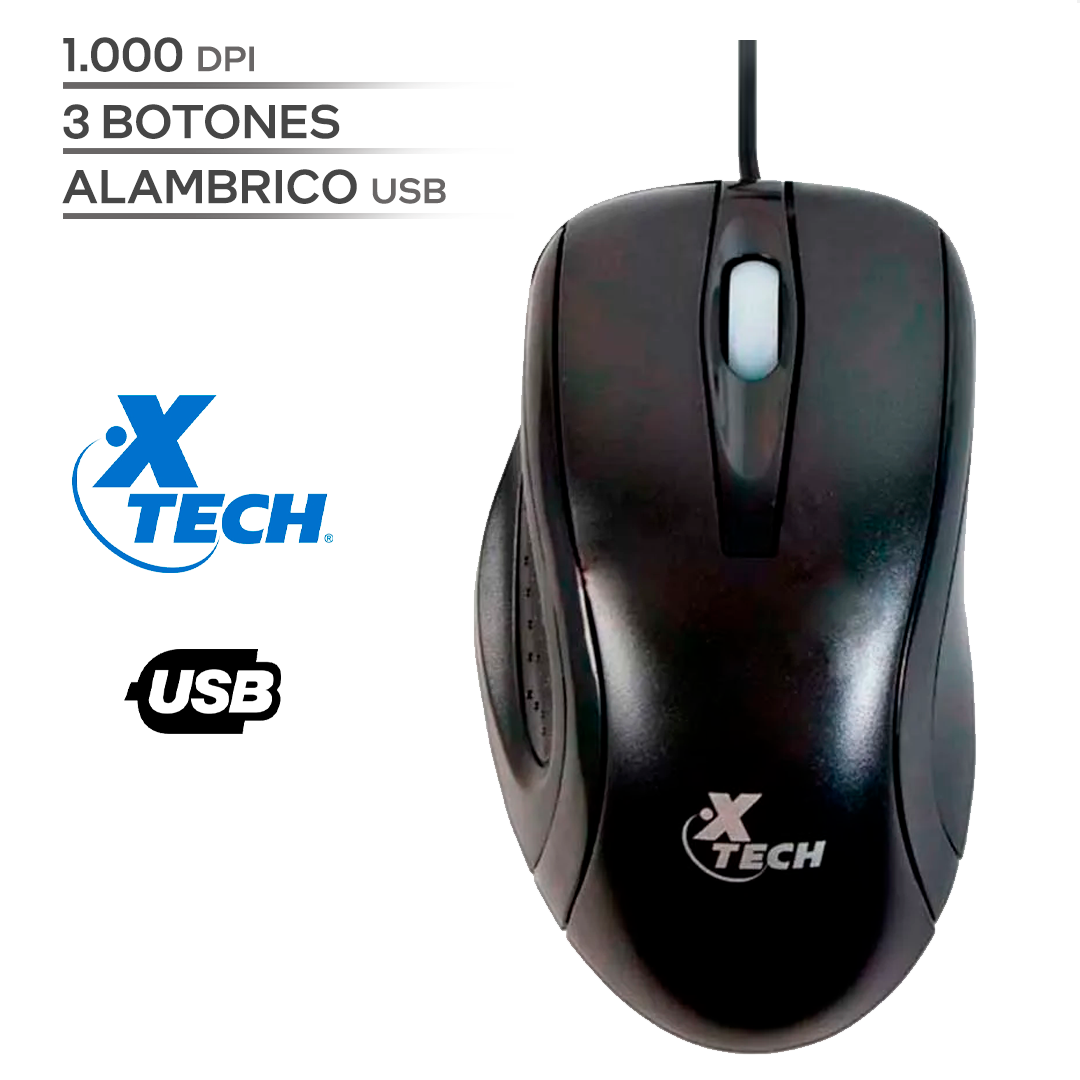 XTECH XTM 175 / 1000 DPI / 3 BOTONES / CABLE USB / ALAMBRICO / BLACK_0