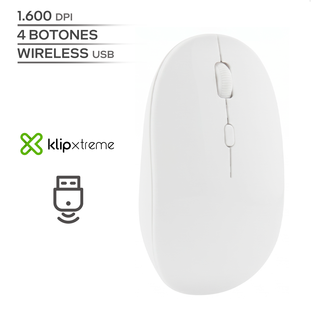 KLIP XTREME ARROW / 1600 DPI / 3 BOTONES / WIRELESS USB / INALAMBRICO / WHITE_0