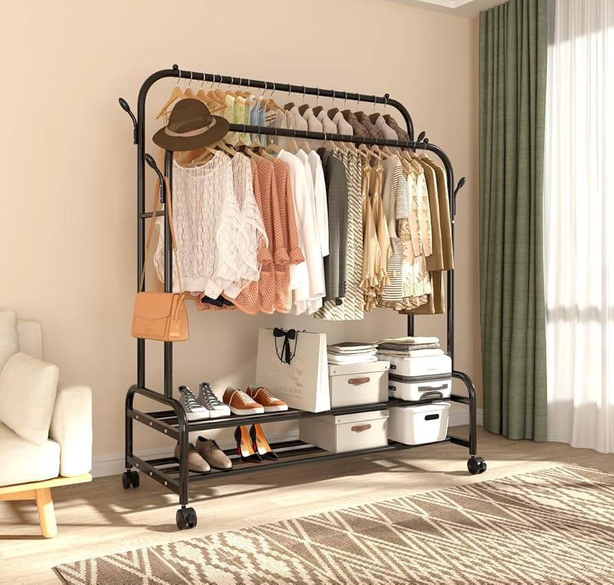 Perchero Doble de Metal con Rueditas _1