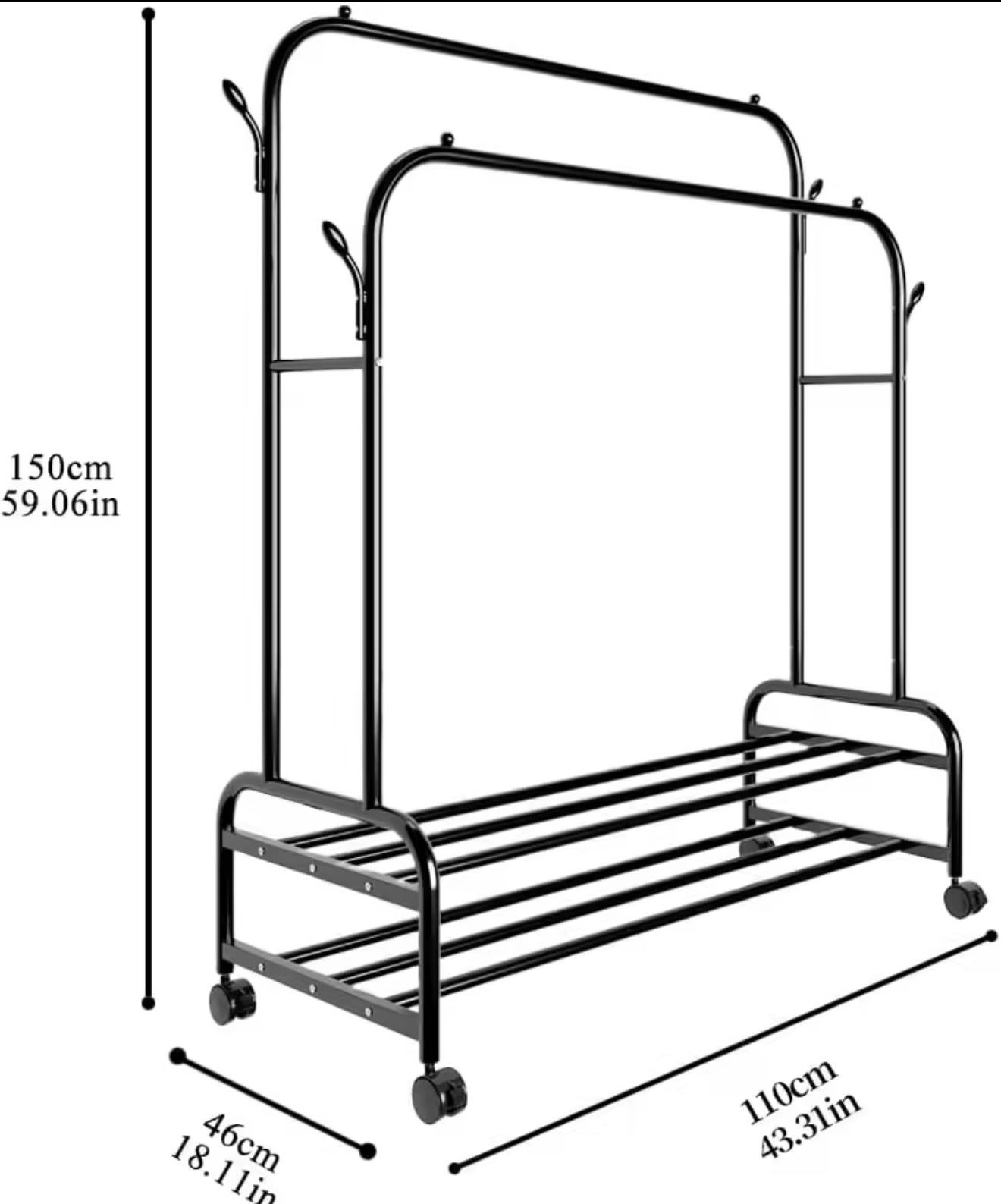 Perchero Doble de Metal con Rueditas _2