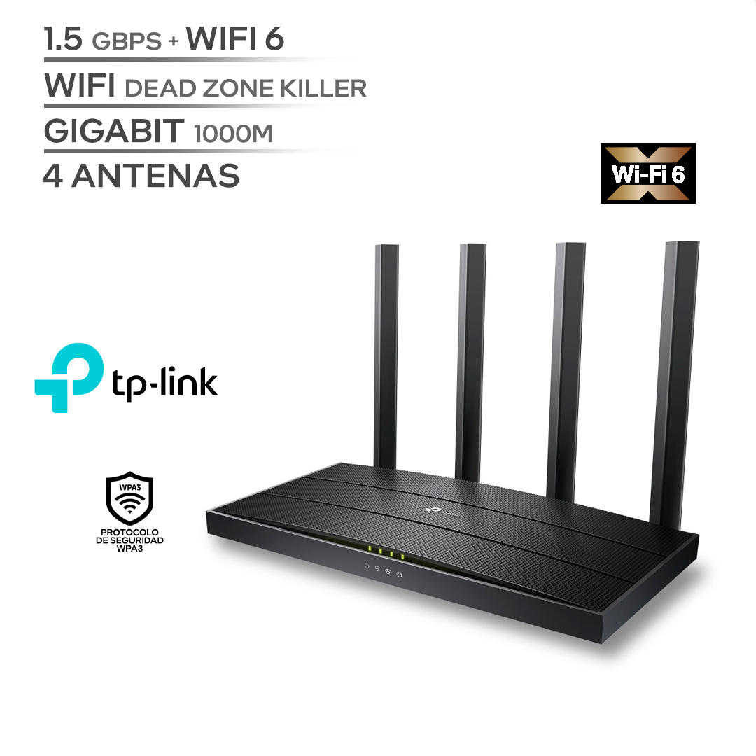 TP LINK WIFI ARCHER AX12 / ROUTER WIFI 6 / 1.5 GBPS / WIFI ZONE KILLER / SEGURIDAD WPA3 / 4 ANTENAS / PUERTO GIGABIT_0