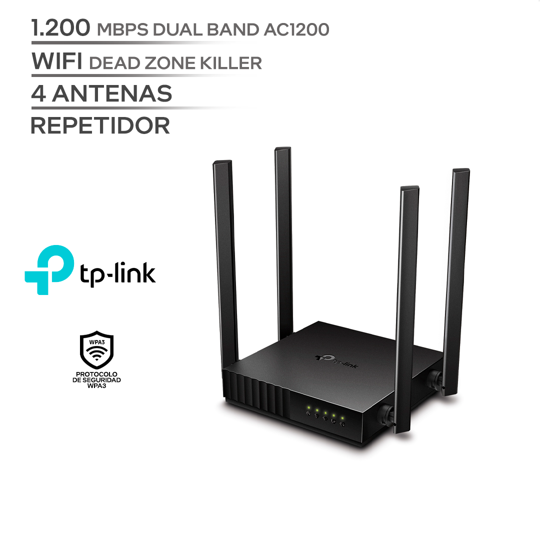 TP LINK WIFI ARCHER C50 / ROUTER 1200 MBPS DUAL BAND / WIFI ZONE KILLER / SEGURIDAD WPA3 / 4 ANTENAS / REPETIDOR_0