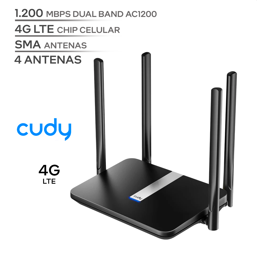 CUDY LT500D / ROUTER 4G 1200 MBPS DUAL BAND / SMA ANTENAS / 4 ANTENAS / 4G LTE CHIP DE TELEFONO / ZONE VPN_0