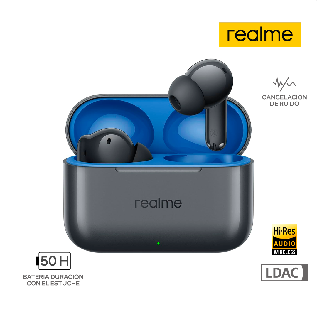 REALME BUDS T200 / INALAMBRICO / BLUETOOTH / 50 HORAS BATERIA / HI RES AUDIO / LDAC / GRIS_0