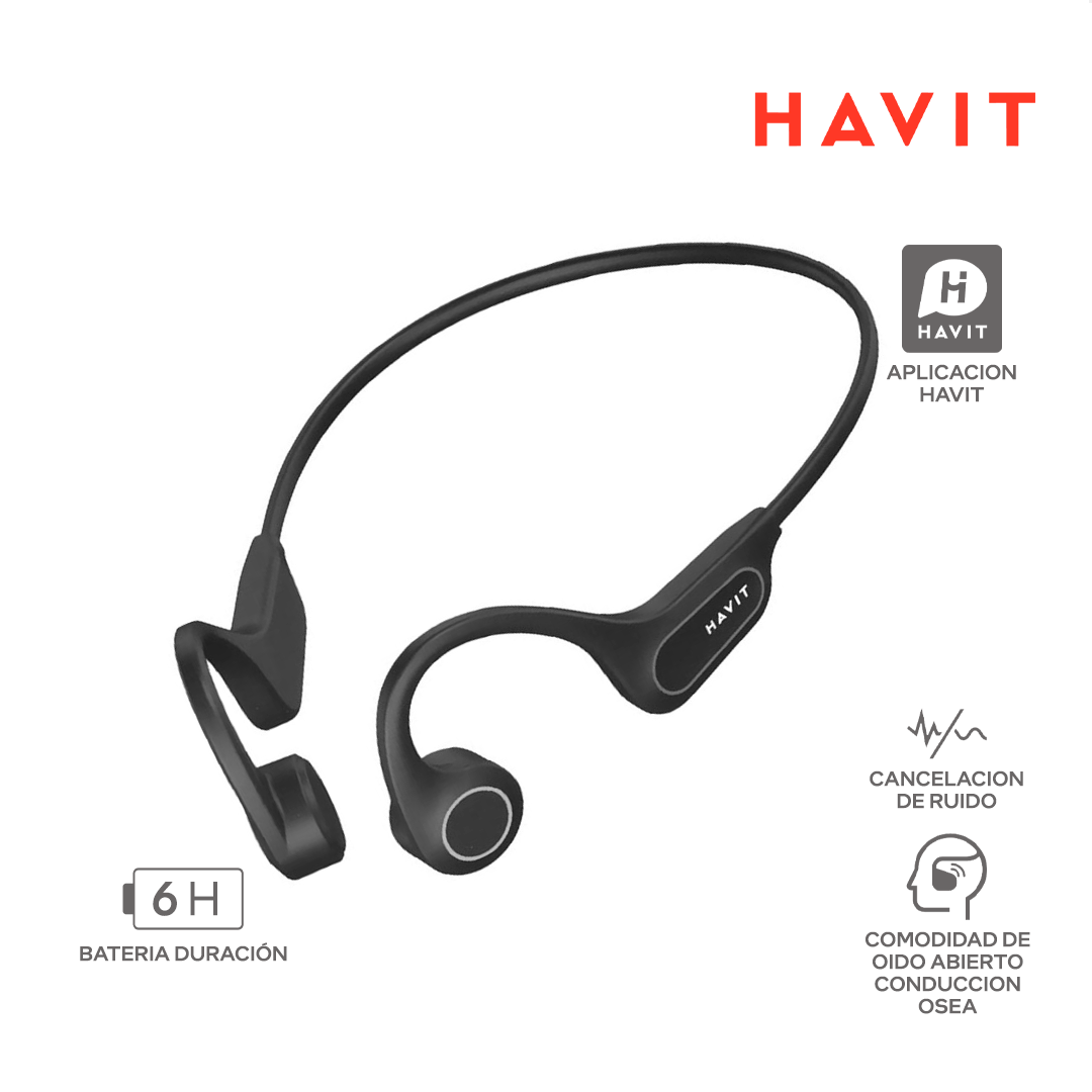 HAVIT E531BT / INALAMBRICO / BLUETOOTH / 6 HORAS BATERIA / OPEN EAR DESING BONE CONDUCTION / NEGRO_0