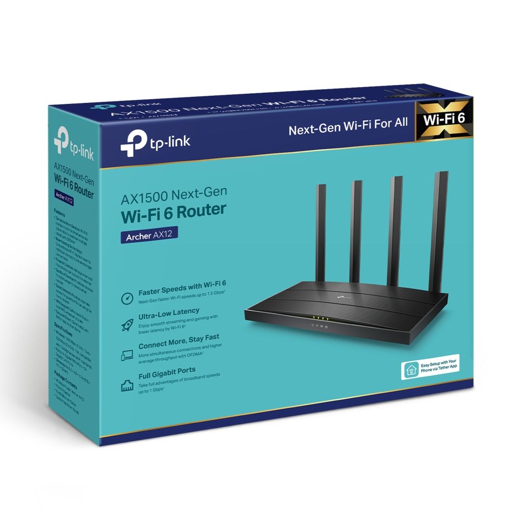 TP LINK WIFI ARCHER AX12 / ROUTER WIFI 6 / 1.5 GBPS / WIFI ZONE KILLER / SEGURIDAD WPA3 / 4 ANTENAS / PUERTO GIGABIT_4