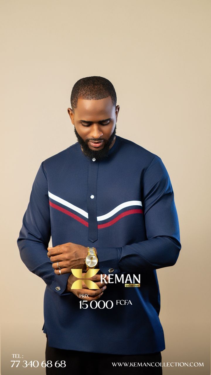 Chemise Africaine Bleue de Nuit  #3_0