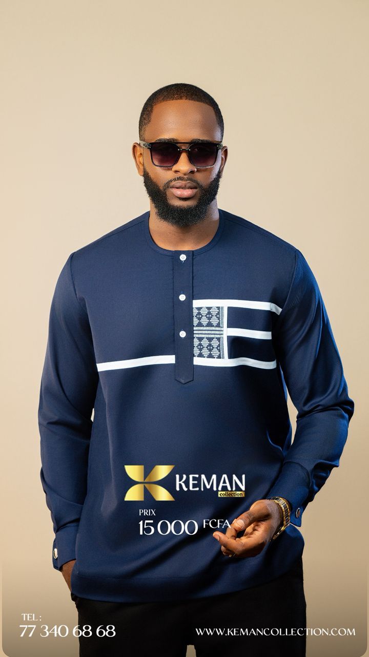 Chemise Africaine Bleue de Nuit  #1_0