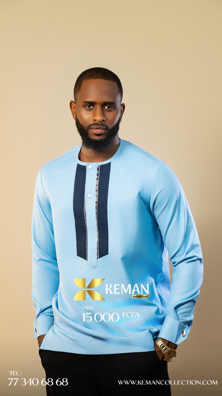 Chemise Africaine Bleue Ciel #3_0