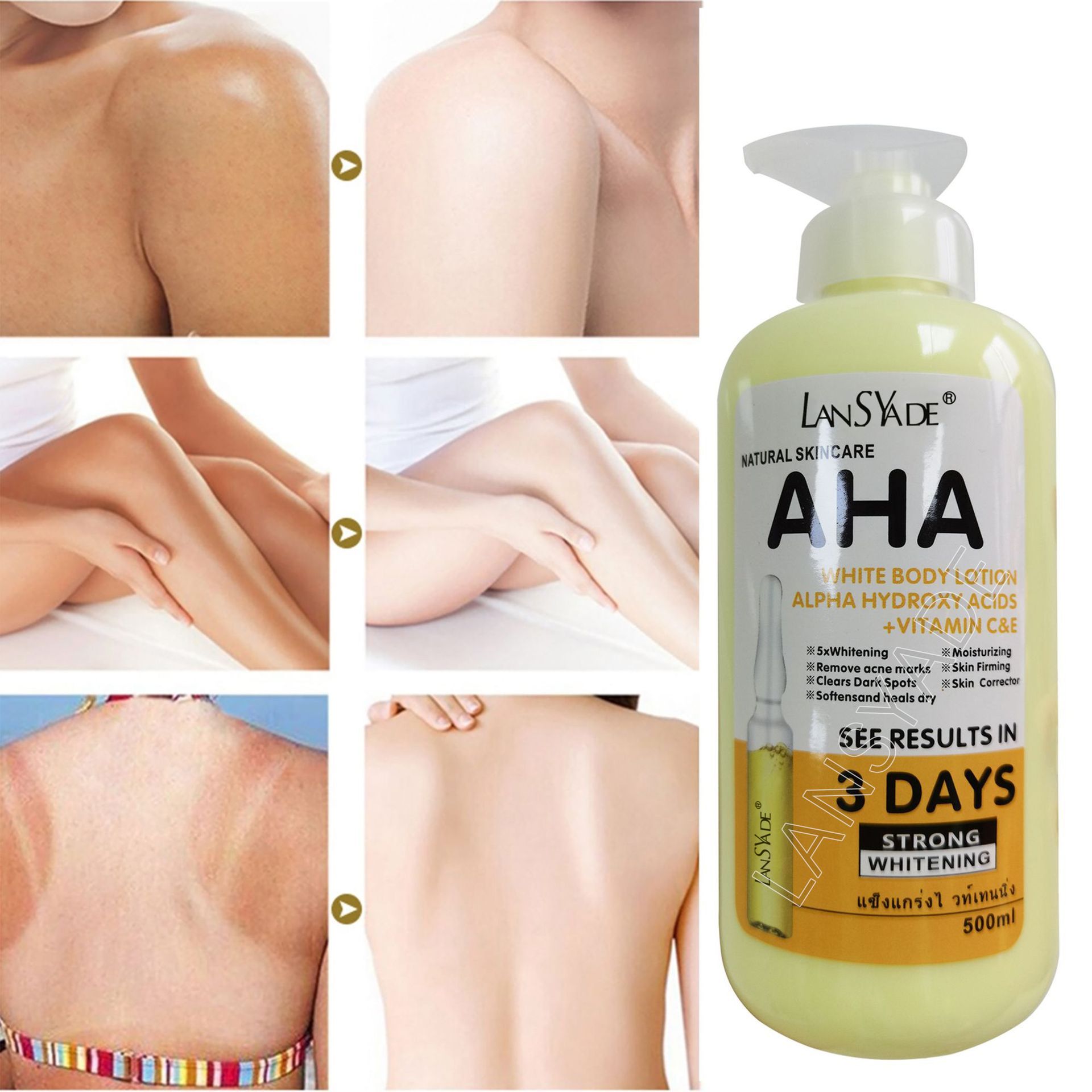 LansYade AHA lotion 5X Body whitening Alpha Hydroxy Acid + Vitamin C & E See results in 3 day_1