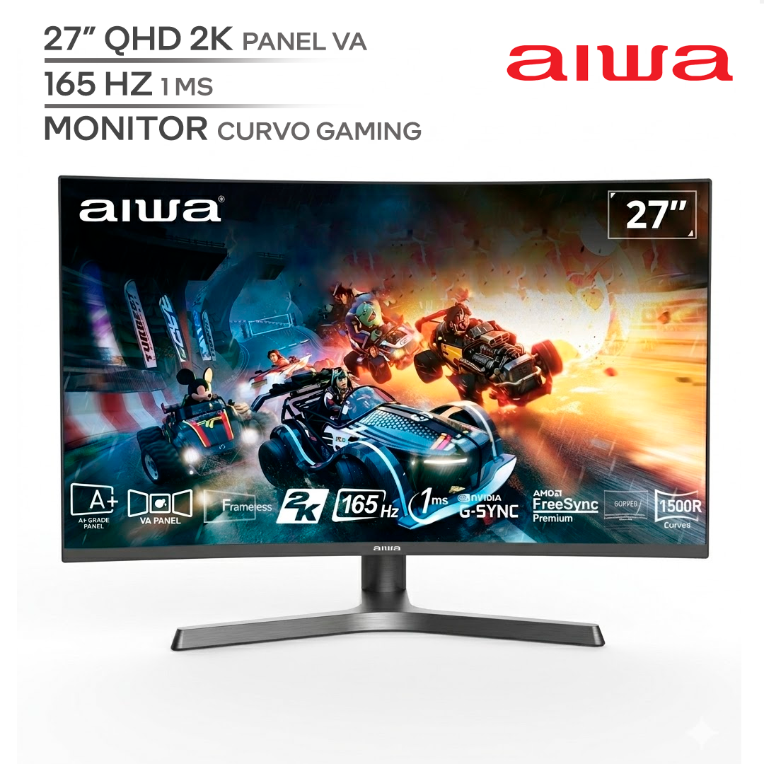 AIWA MZ270G-Y B / 27¨ QHD 2K / MONITOR GAMER CURVO / PANEL VA / FRECUENCIA 165HZ_0