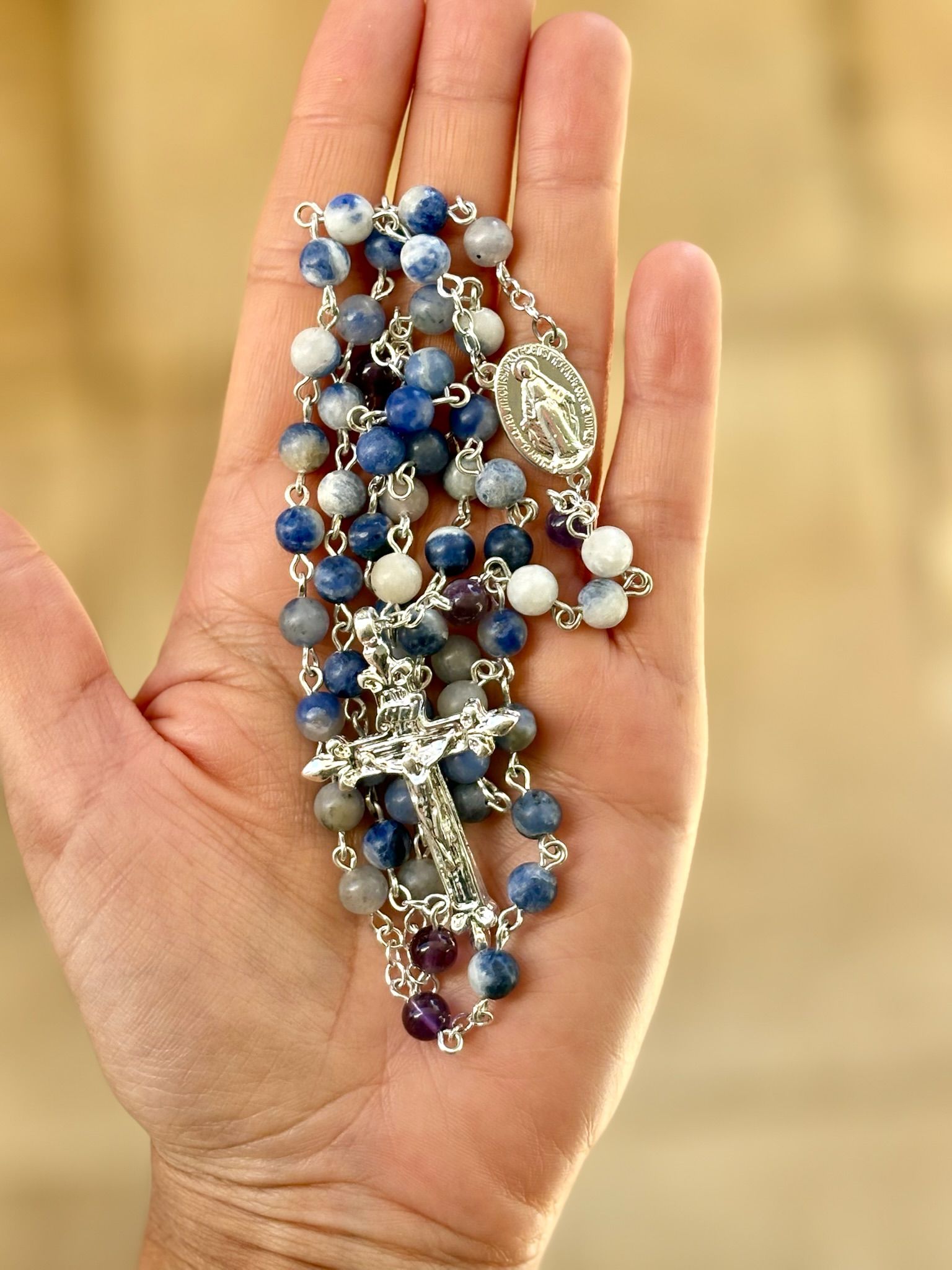 Rosario de Sodalita baño de plata 6mm_0