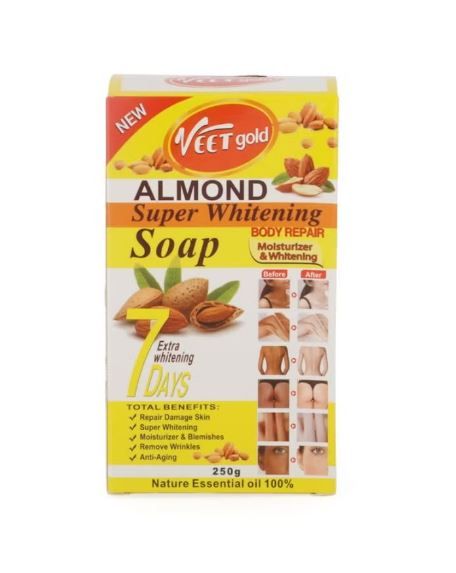 Veet Gold Almond Super Whitening Soap, Moisturizer & Whitening, 250g_0