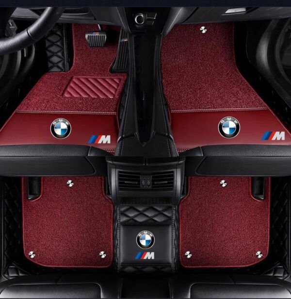 TAPIS 9D LUXURY-bmw  (noir/noir)+ mokitte rouge_0