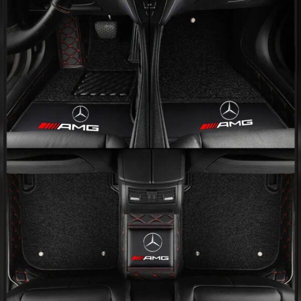 TAPIS 9D LUXURY-mercedes  (noir/rouge)+ mokitte noir _0