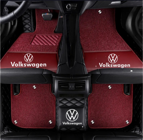 TAPIS 9D LUXURY-VOLKSWAGEN  (noir/noir)+ mokitte rouge _0