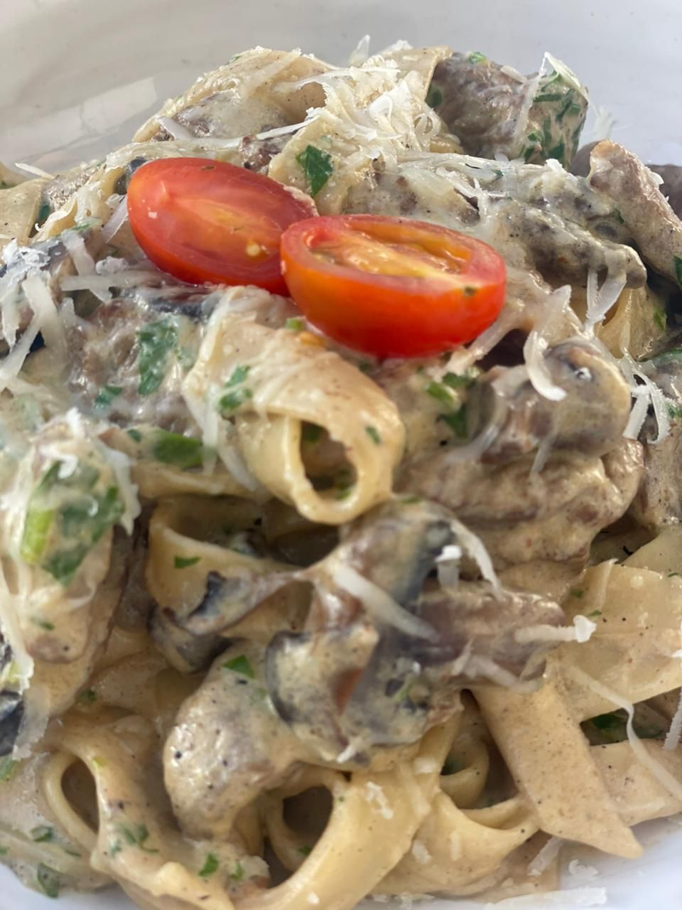 Pasta bœuf crème champignons_0