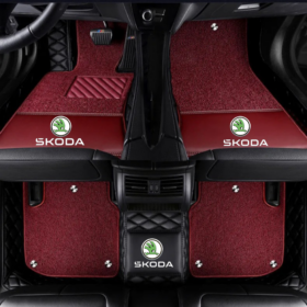 TAPIS 9D LUXURY-SKODA  (noir/noir)+ mokitte rouge _0