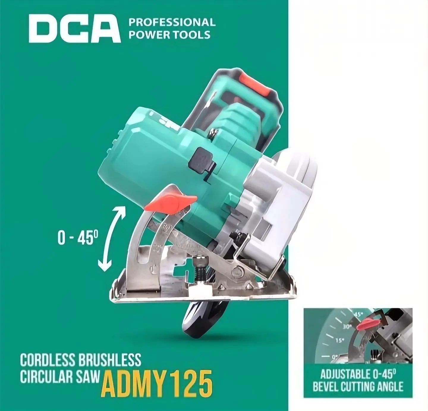 DCA CIRCULAR SAW CORDLESS BRUSHLESS ADMY125BM 2 Baterai 4Ah_1