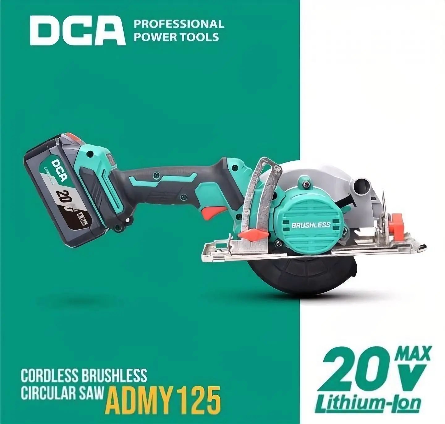 DCA CIRCULAR SAW CORDLESS BRUSHLESS ADMY125BM 2 Baterai 4Ah_3