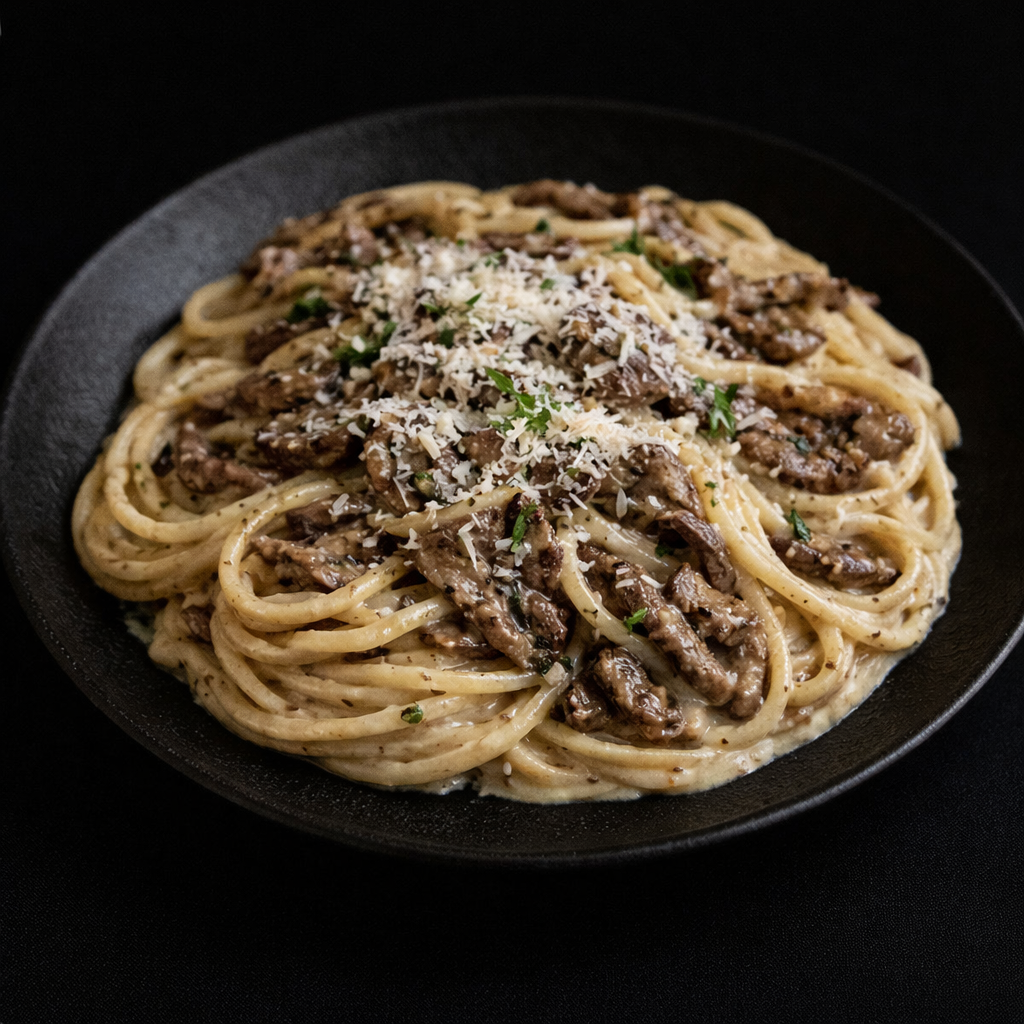 Паста с говядиной и грибами + Свежий салат _0