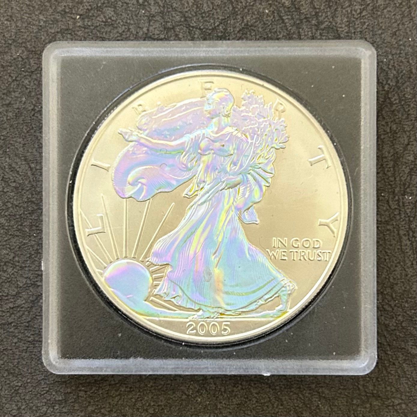 1 OZ American Silver Eagle 2005- Rainbow_0