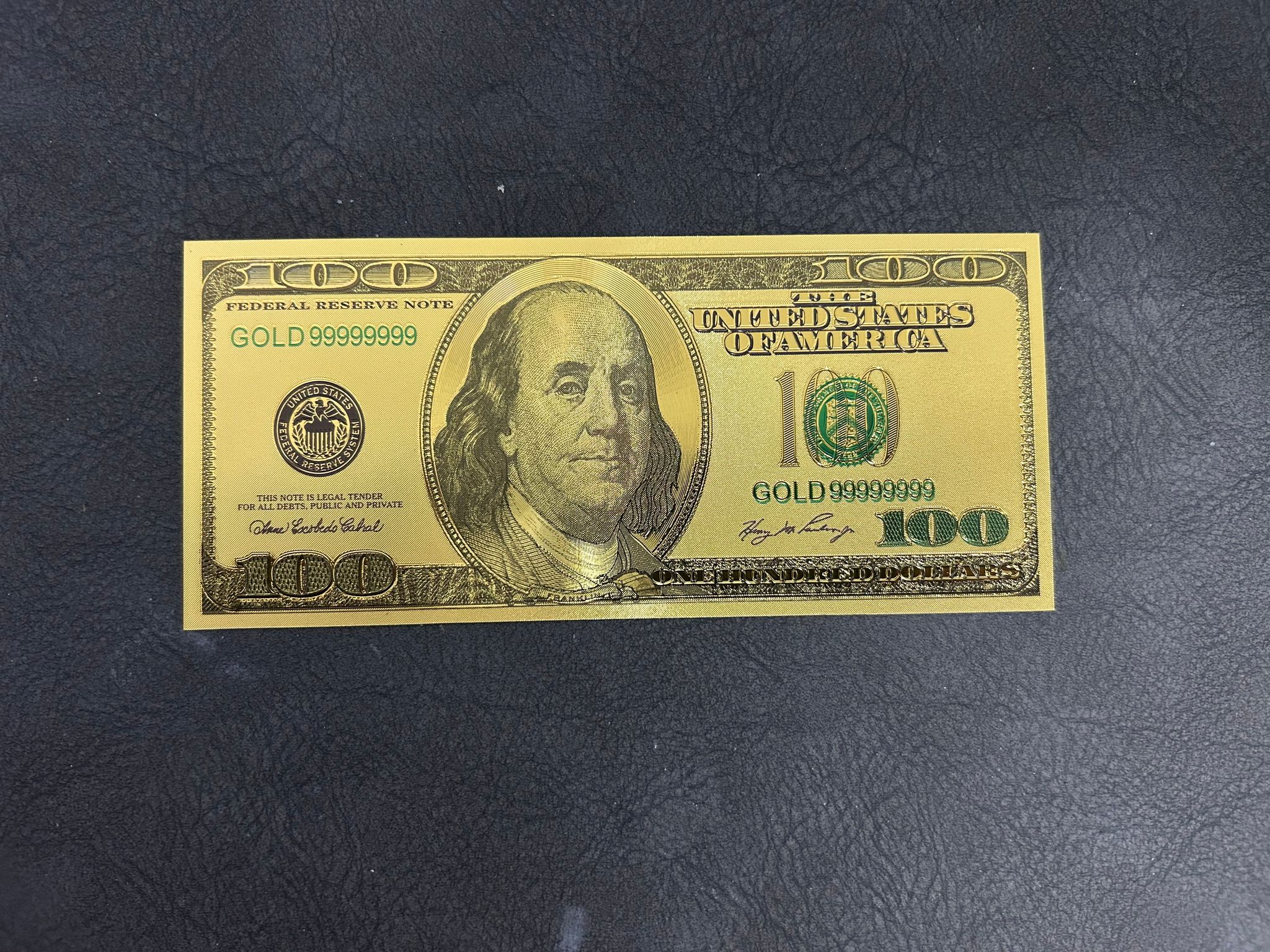 100 Dollars – 24K Gold Plated Collectible Note_0
