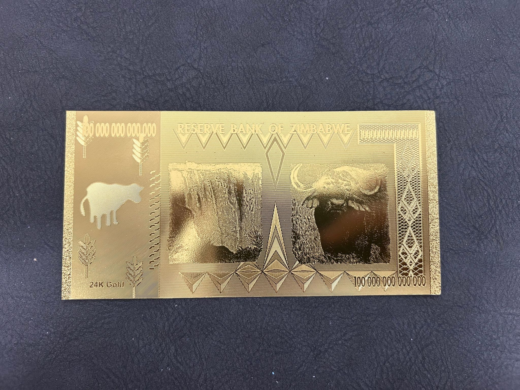Zimbabwe 100 Trillion Dollars Note – 24K Gold Plated Hyperinflation Collectible_1