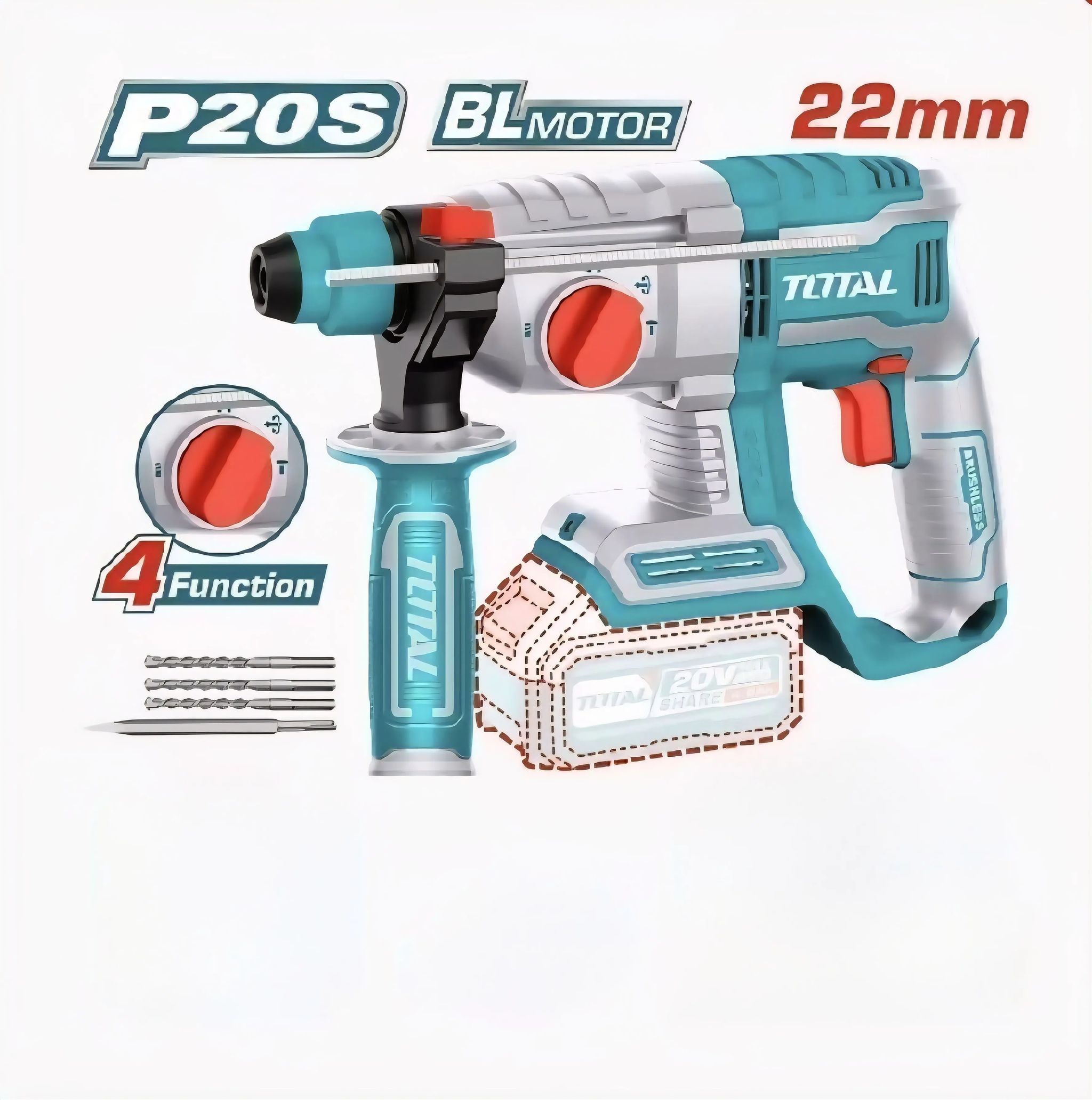 TOTAL CORDLESS ROTARY HAMMER 22mm (Mesin Saja)_0