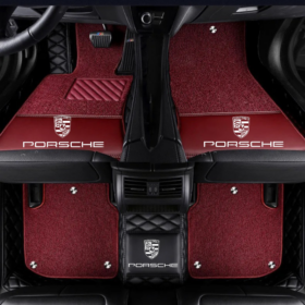 TAPIS 9D LUXURY-porshe (noir/noir)+mokitte rouge _0