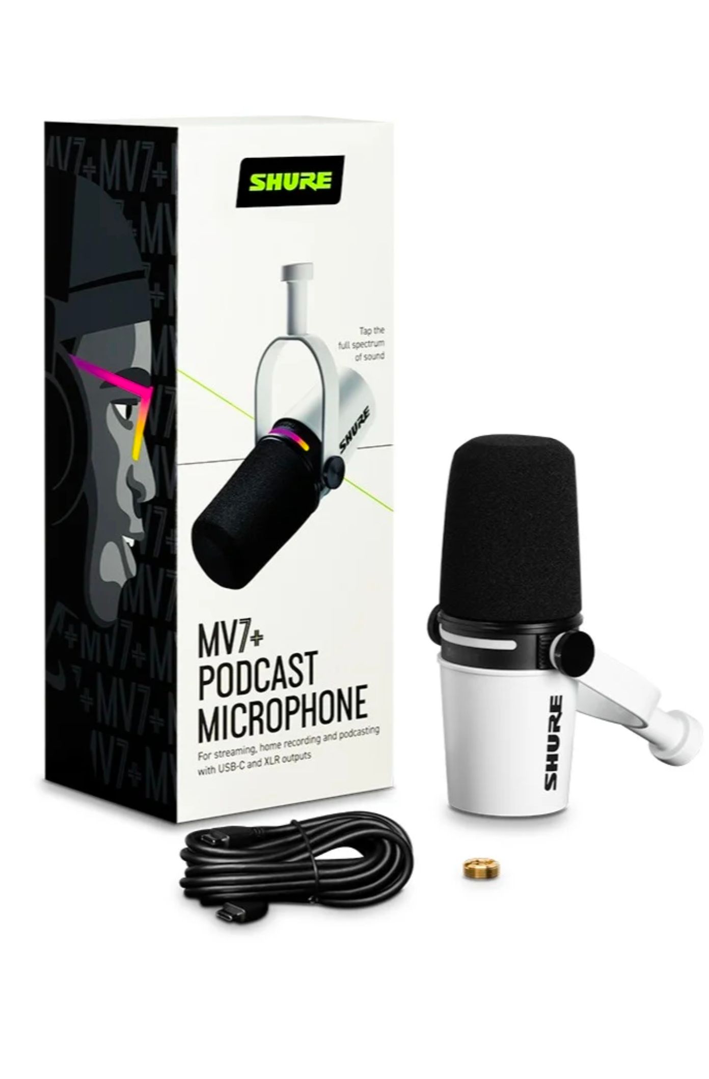 Shure MV7+ Podcast Microphone USB-C & XLR, White_1