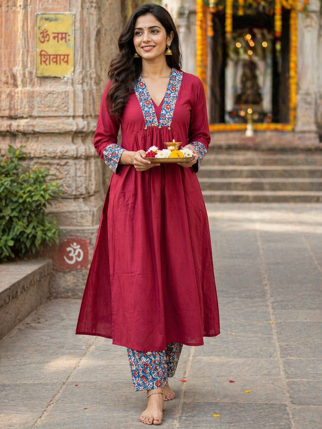 Cotton Cordset Kurtis with Kalamkari Pant_0