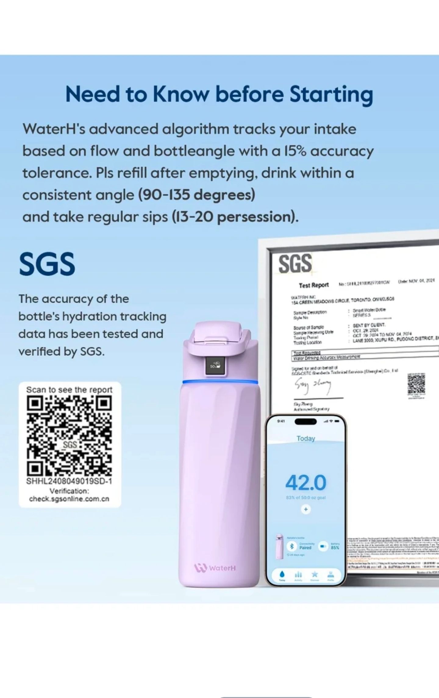 WATERH BOOST Smart Bottle with Reminder to Drink & Tracker Bottle._5