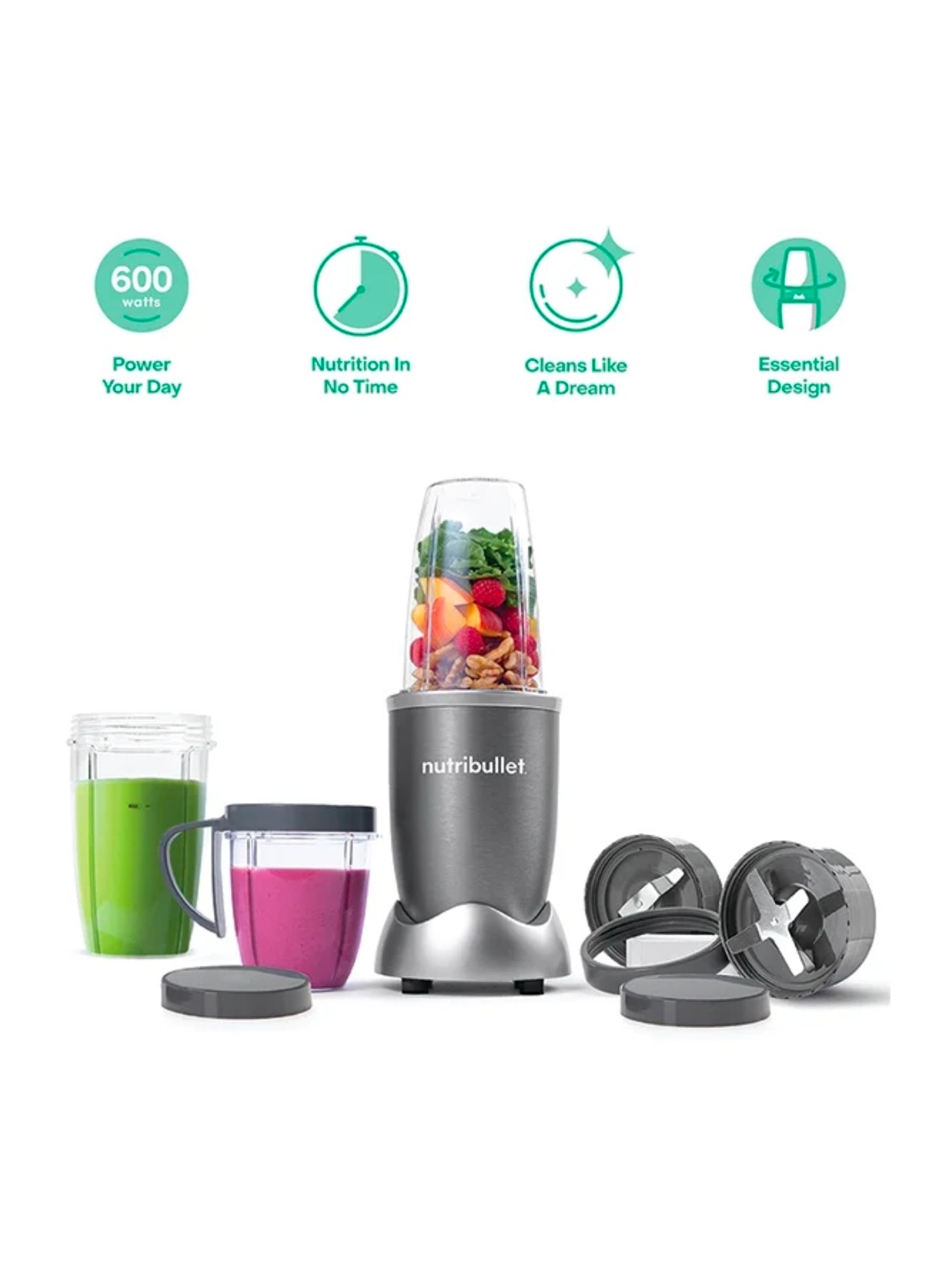 NUTRIBULLET 9-Piece Accessories 600W High-Speed Bullet Blender, _1
