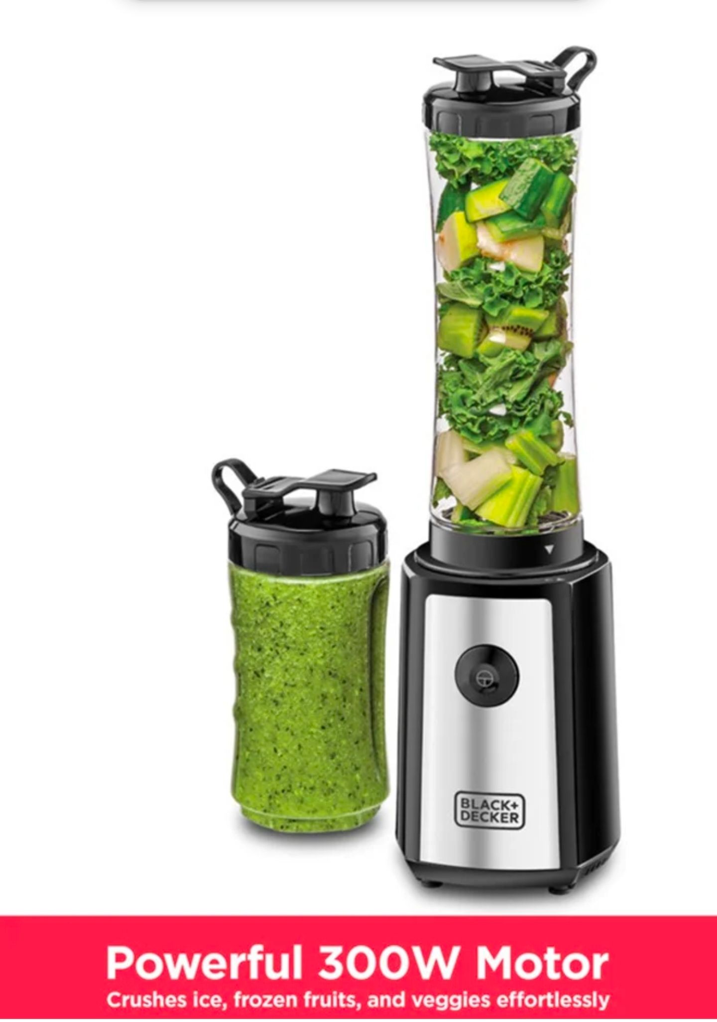 BLACK + DECKER Sports Blender/Smoothie Maker, 6-Piece Set with 500ml & 300ml BPA-Free Sports Bottles_2