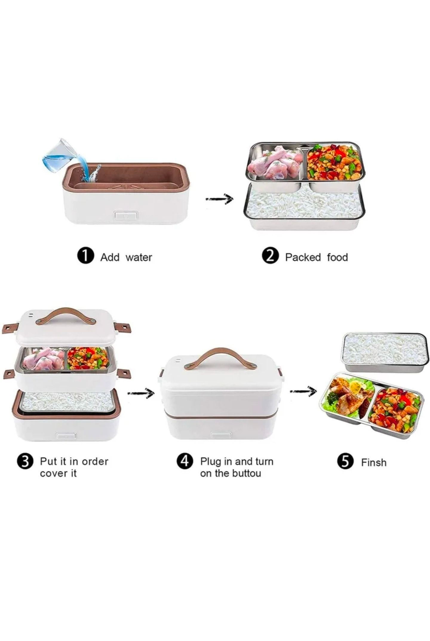 Lunch Box 800MI 2 Tier Portable Electric Food Warmer _3