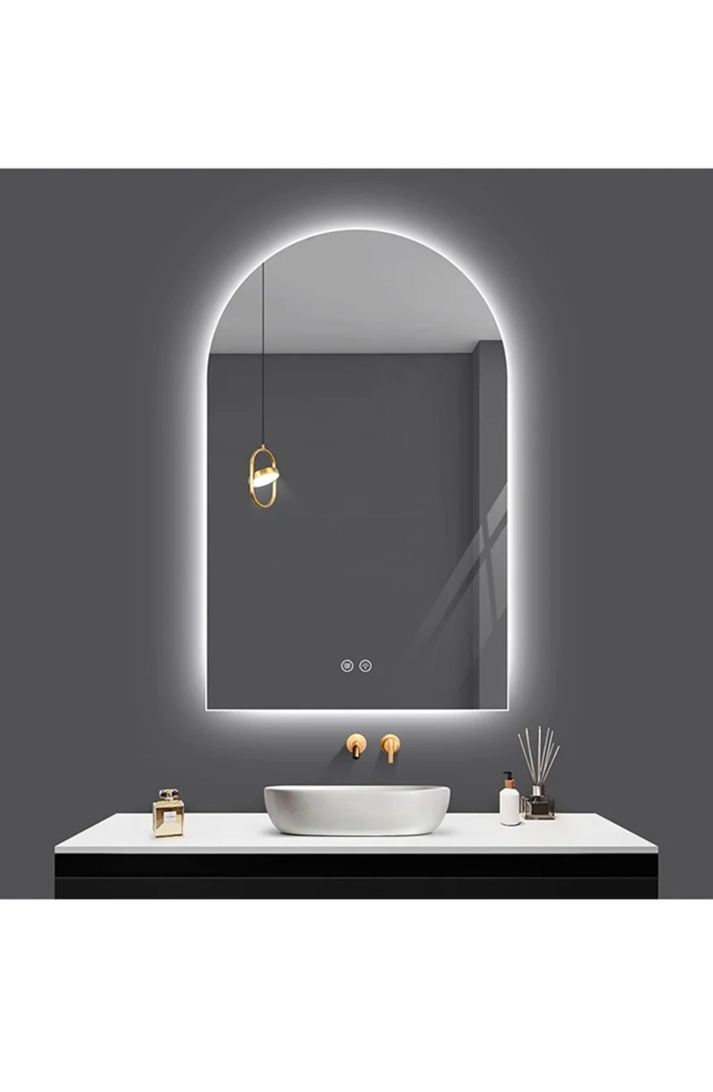 Arched LED Bathroom Mirror, Frameless Arch Backlit Wall Mirror, Lighted Vanity Mirror with 3 Color Temperature Adjustment, Anti-Fog_0